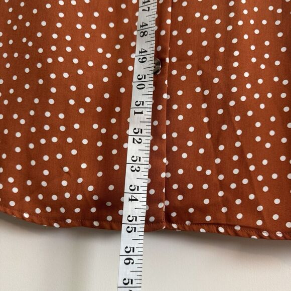 ASOS DESIGN Polka Dot Long Sleeve Button Midi Shirt Dress Size 24 - Picture 5 of 9